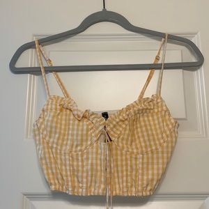 Urban Outfitters Yellow Plaid Cropped Tank